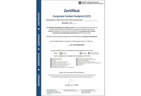 Zertifikat Corporate Carbon Footprint
